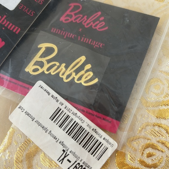 Barbie x Unique Vintage Evening Splendour Brocade Coat w/Faux Fur NWT - Picture 15 of 15